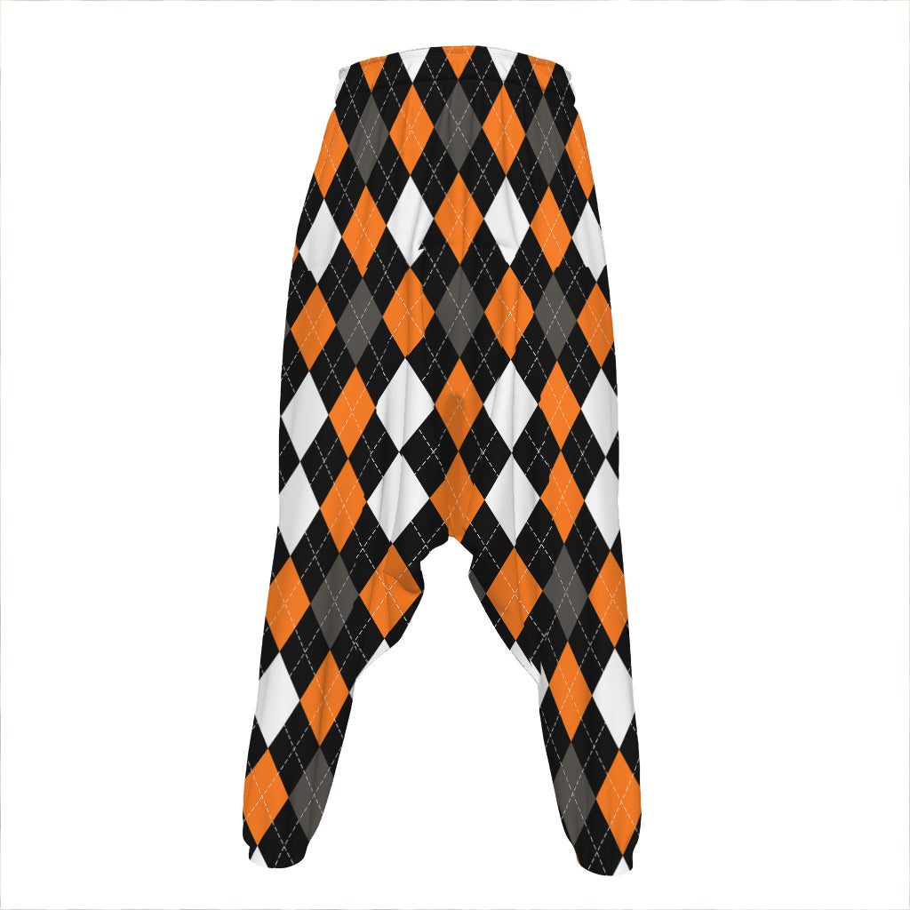 Orange Black Grey And White Argyle Print Hammer Pants