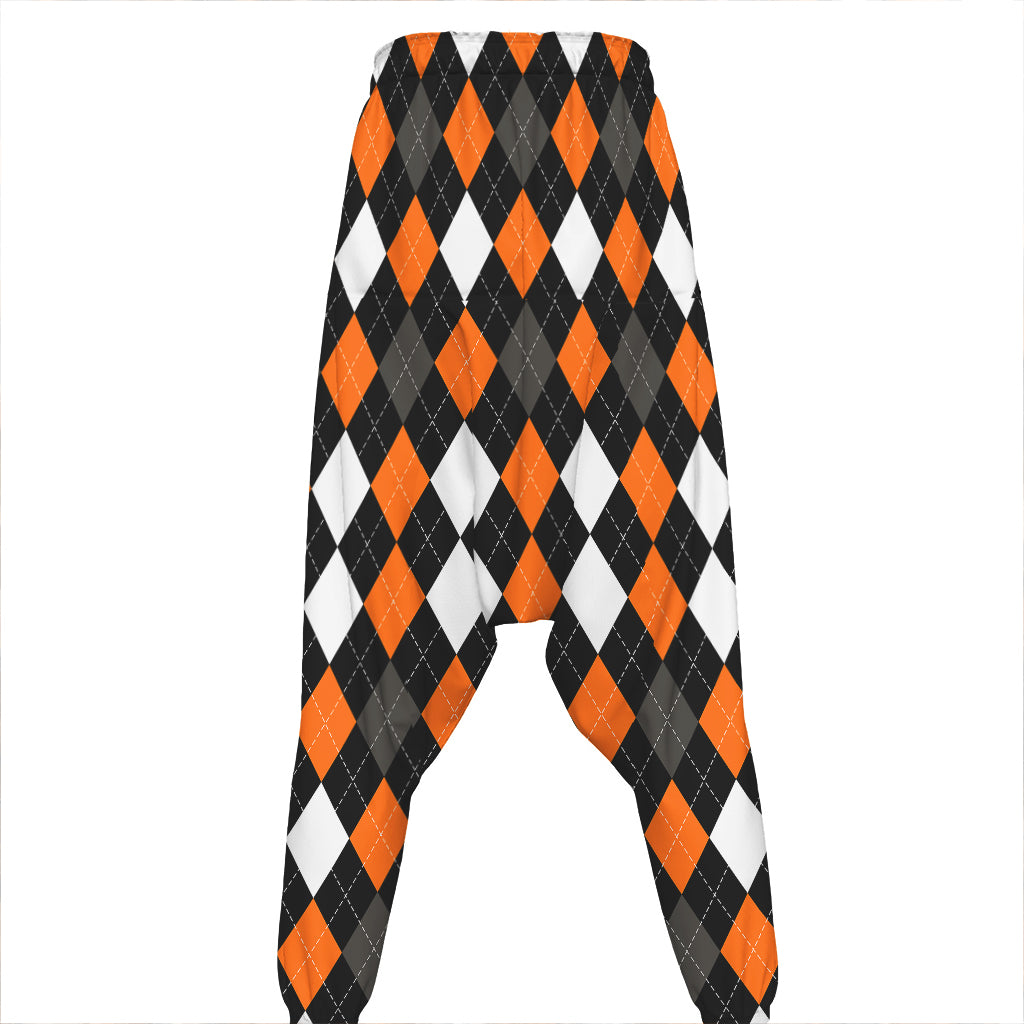 Orange Black Grey And White Argyle Print Hammer Pants