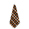 Orange Black Grey And White Argyle Print Hand Towel