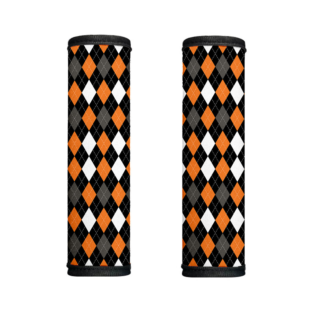 Orange Black Grey And White Argyle Print Handle Covers