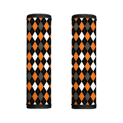Orange Black Grey And White Argyle Print Handle Covers