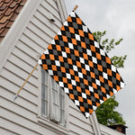 Orange Black Grey And White Argyle Print House Flag