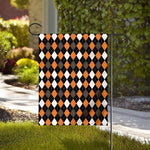 Orange Black Grey And White Argyle Print House Flag