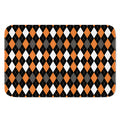 Orange Black Grey And White Argyle Print Indoor Door Mat