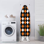 Orange Black Grey And White Argyle Print Ironing Board Cover