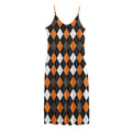 Orange Black Grey And White Argyle Print Jersey Midi Cami Dress