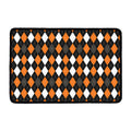 Orange Black Grey And White Argyle Print Kitchen Mat