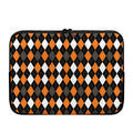 Orange Black Grey And White Argyle Print Laptop Sleeve