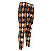 Orange Black Grey And White Argyle Print Men's Compression Pants