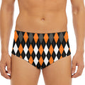 Orange Black Grey And White Argyle Print Men's Triangle Swim Briefs