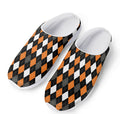 Orange Black Grey And White Argyle Print Mesh Casual Shoes