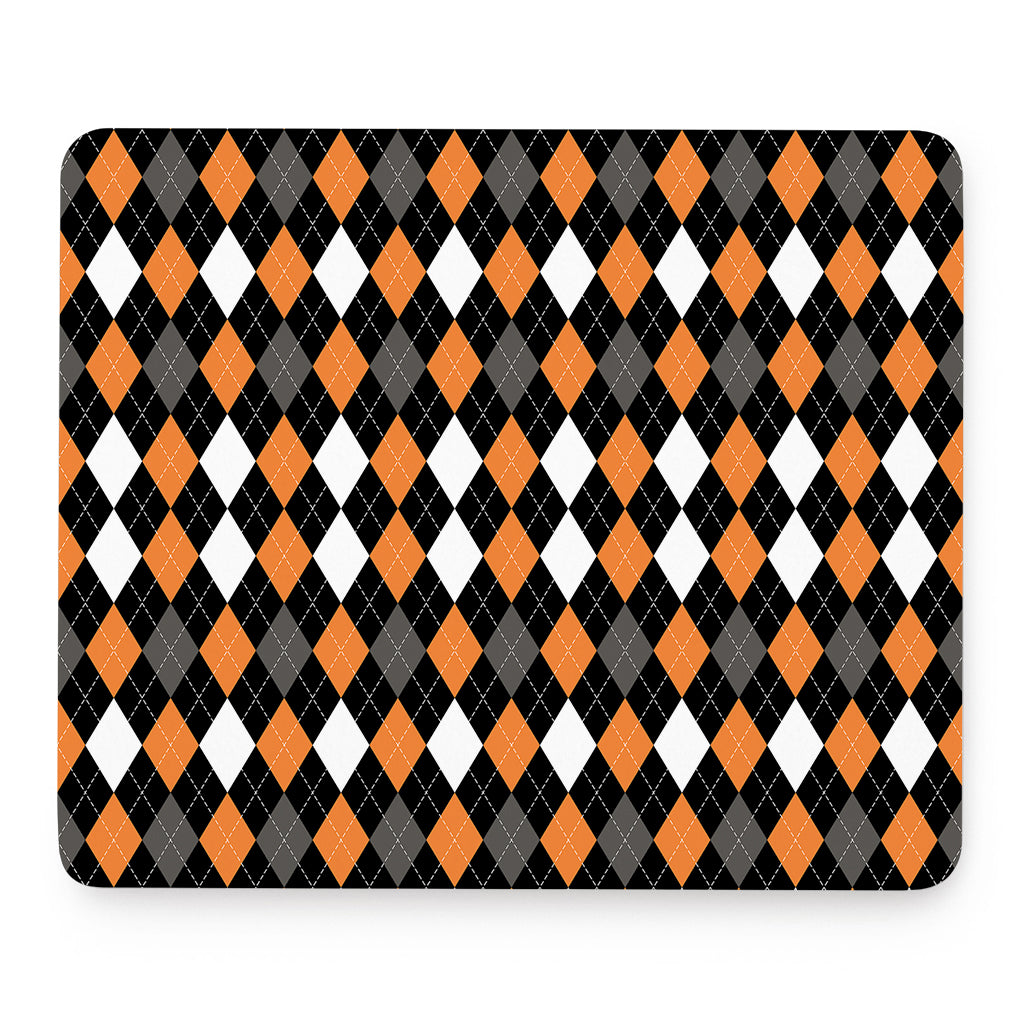 Orange Black Grey And White Argyle Print Mouse Pad