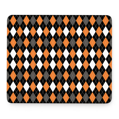 Orange Black Grey And White Argyle Print Mouse Pad