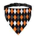 Orange Black Grey And White Argyle Print Over The Collar Dog Bandana