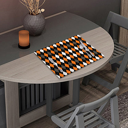 Orange Black Grey And White Argyle Print Placemat