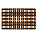 Orange Black Grey And White Argyle Print Polyester Doormat