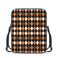 Orange Black Grey And White Argyle Print Rectangular Crossbody Bag