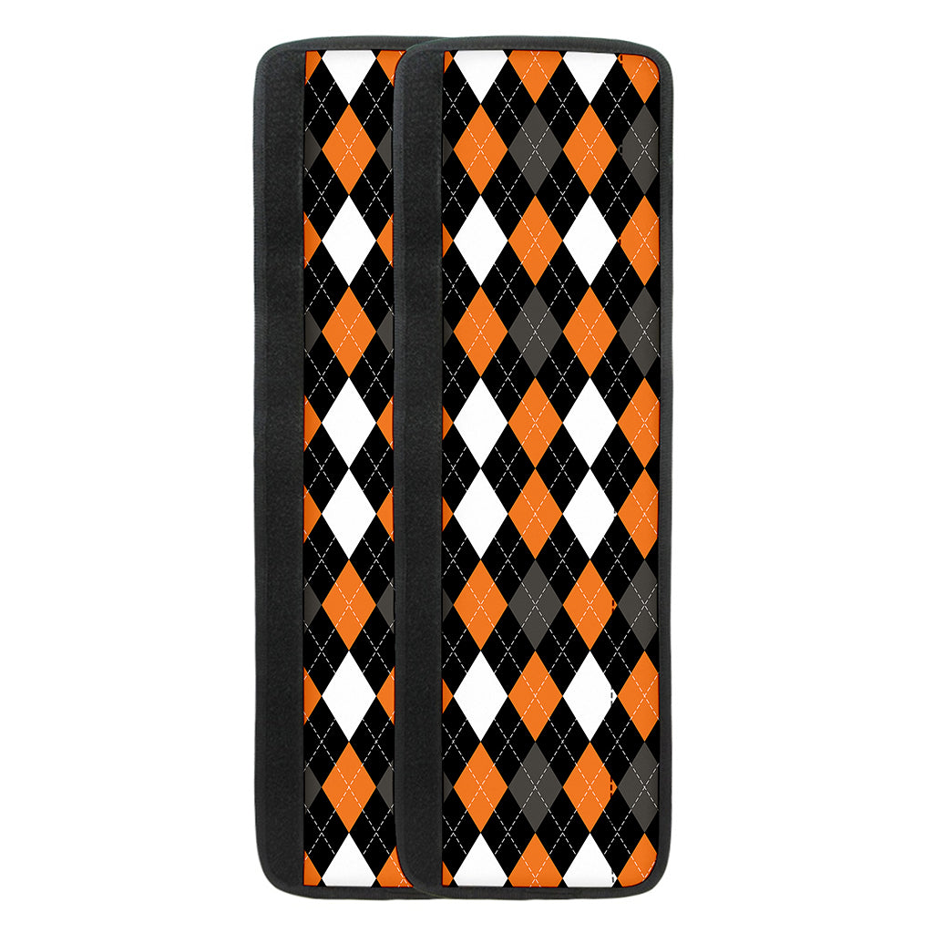 Orange Black Grey And White Argyle Print Refrigerator Handle Covers