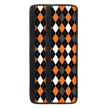 Orange Black Grey And White Argyle Print Refrigerator Handle Covers