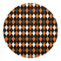 Orange Black Grey And White Argyle Print Round Blanket