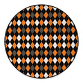 Orange Black Grey And White Argyle Print Round Floor Mat