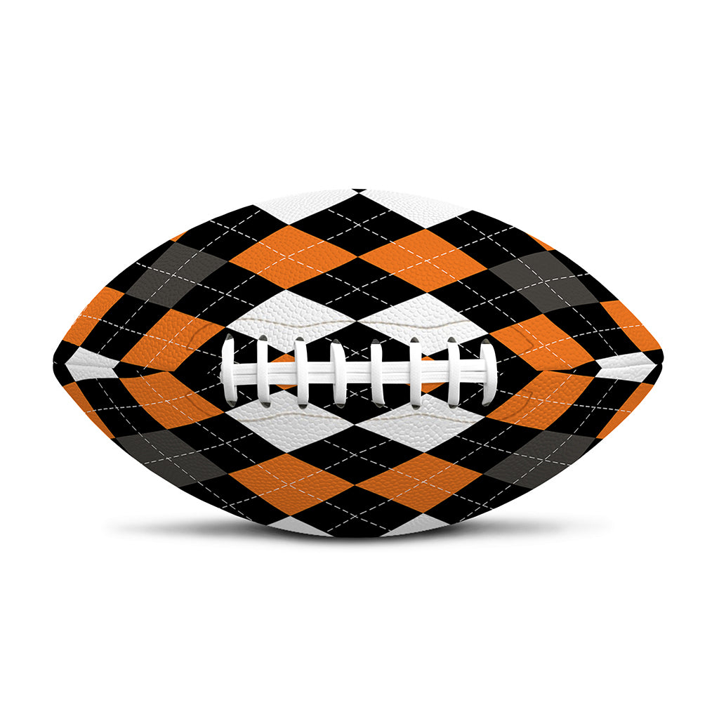 Orange Black Grey And White Argyle Print Rugby Ball