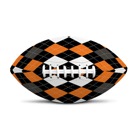 Orange Black Grey And White Argyle Print Rugby Ball