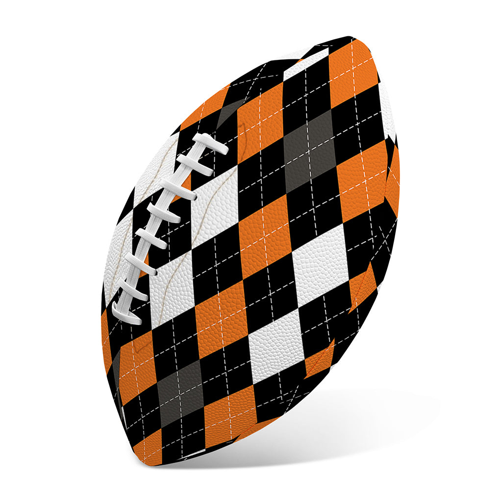Orange Black Grey And White Argyle Print Rugby Ball