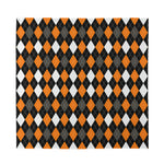 Orange Black Grey And White Argyle Print Silk Bandana