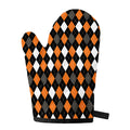 Orange Black Grey And White Argyle Print Single Oven Mitt