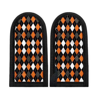 Orange Black Grey And White Argyle Print Skillet Handle Cover