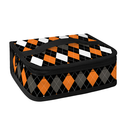 Orange Black Grey And White Argyle Print Small Lunch Bag