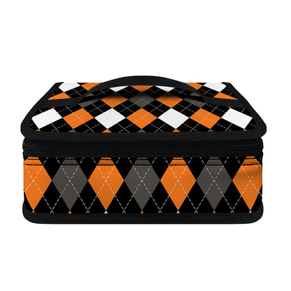 Orange Black Grey And White Argyle Print Small Lunch Bag