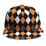 Orange Black Grey And White Argyle Print Snapback Cap