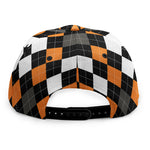 Orange Black Grey And White Argyle Print Snapback Cap