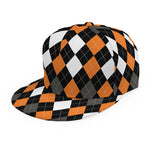 Orange Black Grey And White Argyle Print Snapback Cap