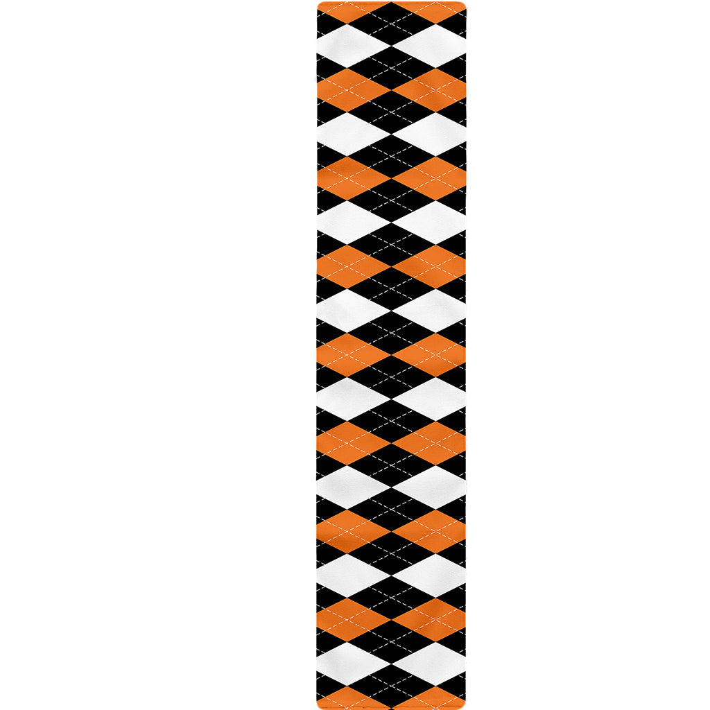Orange Black Grey And White Argyle Print Table Runner
