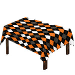 Orange Black Grey And White Argyle Print Tablecloth
