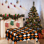Orange Black Grey And White Argyle Print Tablecloth