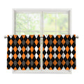 Orange Black Grey And White Argyle Print Tier Curtains