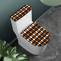 Orange Black Grey And White Argyle Print Toilet Lid And Tank Cover Set