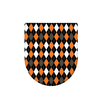 Orange Black Grey And White Argyle Print Toilet Lid Cover