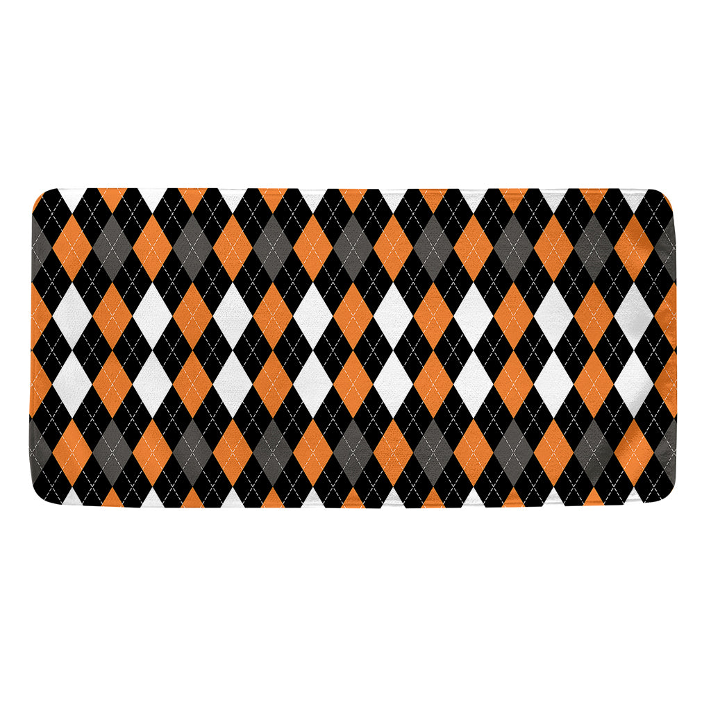 Orange Black Grey And White Argyle Print Towel