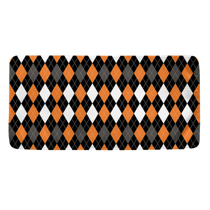 Orange Black Grey And White Argyle Print Towel