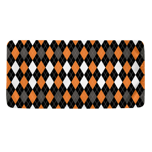 Orange Black Grey And White Argyle Print Towel