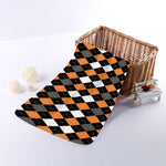 Orange Black Grey And White Argyle Print Towel