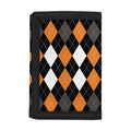 Orange Black Grey And White Argyle Print Trifold Wallet