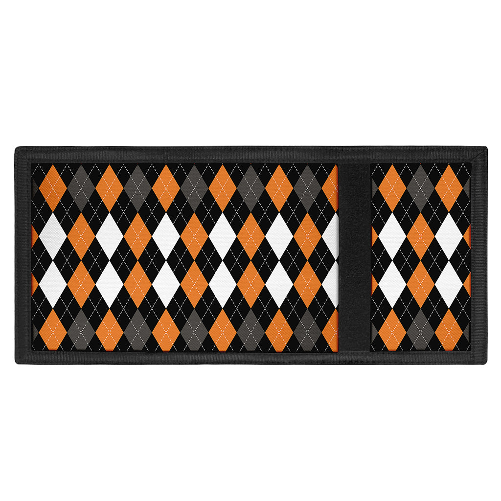 Orange Black Grey And White Argyle Print Trifold Wallet