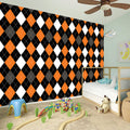 Orange Black Grey And White Argyle Print Wall Sticker