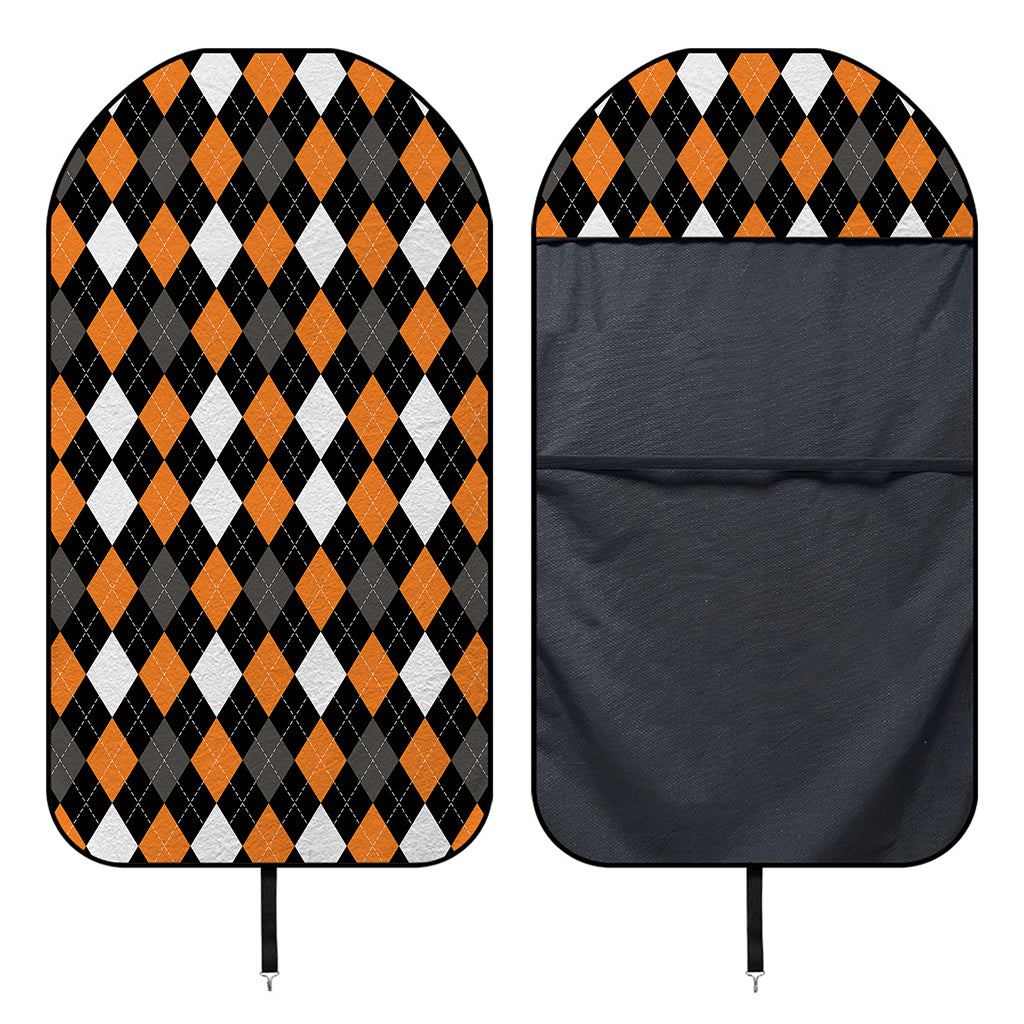 Orange Black Grey And White Argyle Print Waterproof Car Seat Cover
